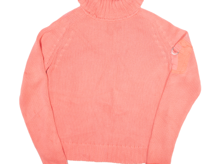 CALVIN KLEIN Jumper Pink Chunky Knit Roll Neck Womens L Fashion