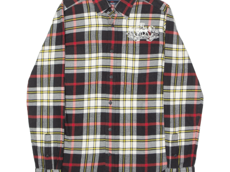 RALPH LAUREN Slim Fit Mens Flannel Shirt Black Plaid Long Sleeve S Online Sale