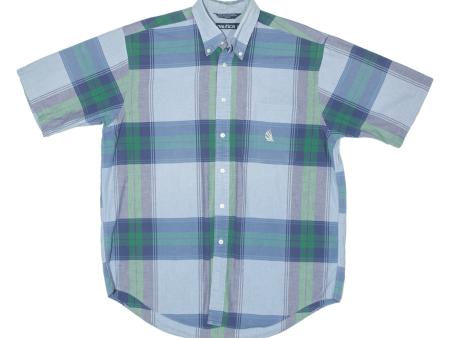 NAUTICA Shirt Blue Plaid Short Sleeve Mens L Online Hot Sale