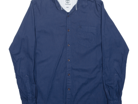 TIMBERLAND Plain Shirt Blue Long Sleeve Mens M Fashion