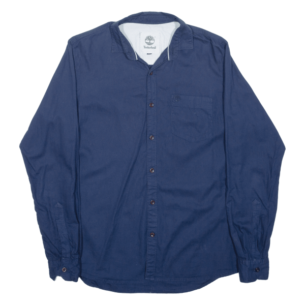 TIMBERLAND Plain Shirt Blue Long Sleeve Mens M Fashion