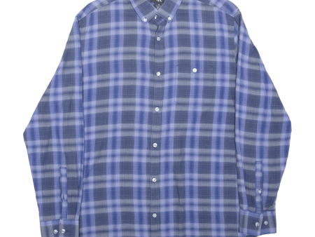 CALVIN KLEIN Shirt Blue Check Long Sleeve Mens M on Sale