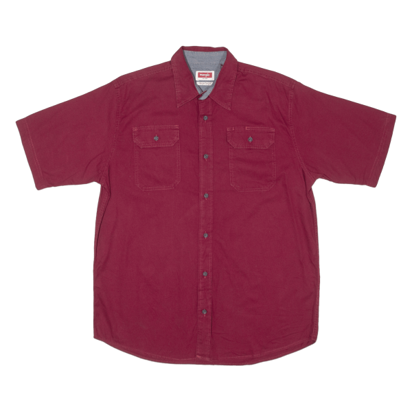 WRANGLER Flex For Comfort Plain Shirt Maroon Short Sleeve Mens M Sale