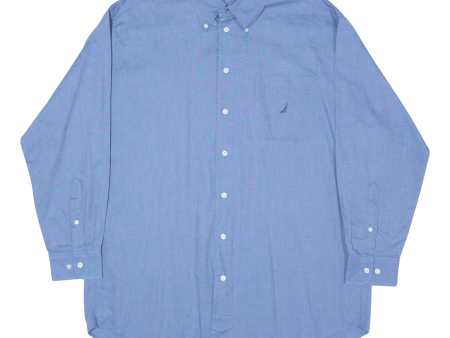 NAUTICA Plain Shirt Blue Long Sleeve Mens L Discount