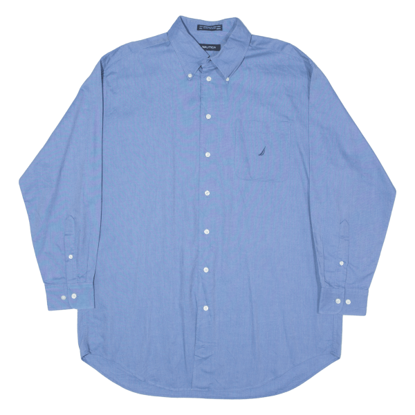 NAUTICA Plain Shirt Blue Long Sleeve Mens L Discount