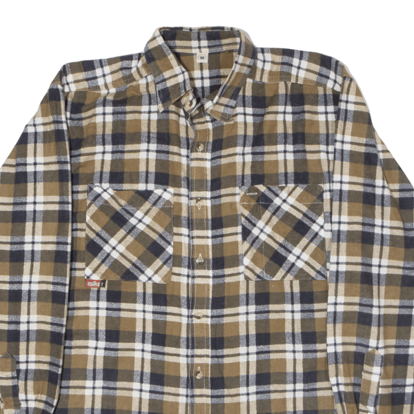 ISSA Mens Shirt Brown Plaid Long Sleeve M Supply