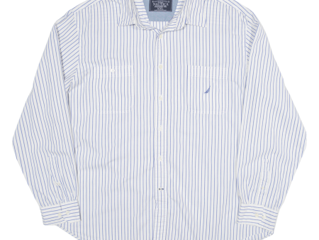 NAUTICA Shirt Blue Striped Long Sleeve Mens 2XL For Discount