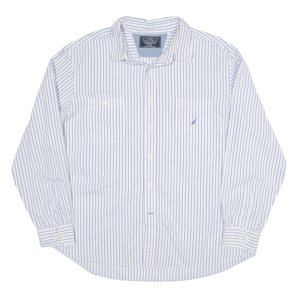 NAUTICA Shirt Blue Striped Long Sleeve Mens 2XL For Discount