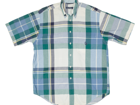 NAUTICA Shirt Green Plaid Short Sleeve Mens M Online Hot Sale