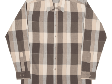 Shirt Brown Check Long Sleeve Mens M Discount