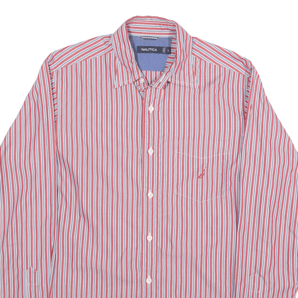 NAUTICA Shirt Red Striped Long Sleeve Mens S Sale