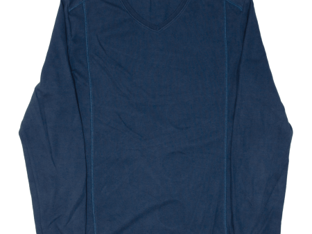 CALVIN KLEIN Jumper Blue Tight Knit V-Neck Mens L Fashion