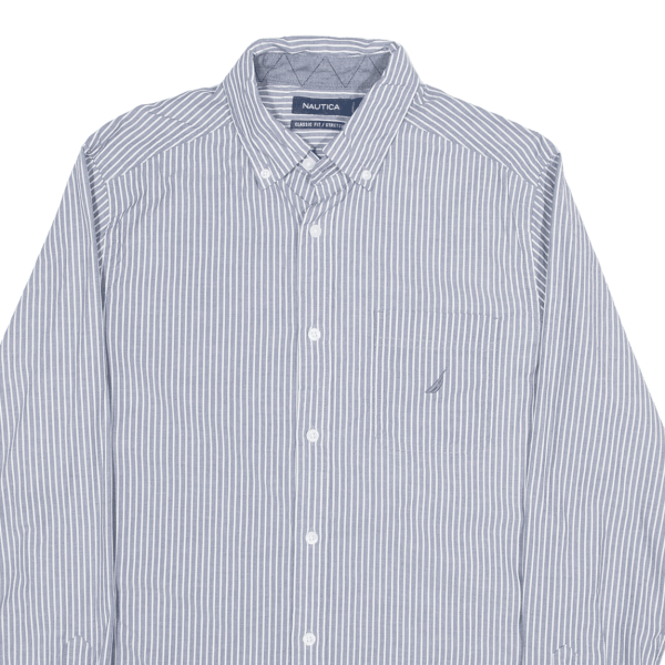 NAUTICA Shirt Blue Striped Long Sleeve Mens S For Sale