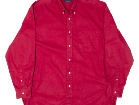 NAUTICA Plain Shirt Red Long Sleeve Mens XL Sale