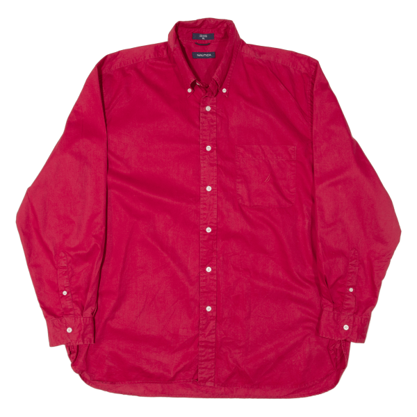 NAUTICA Plain Shirt Red Long Sleeve Mens XL Sale