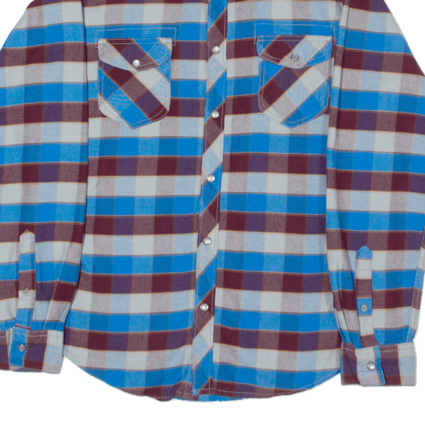 BLACKJACK Flannel Shirt Blue Gingham Long Sleeve Mens M For Cheap