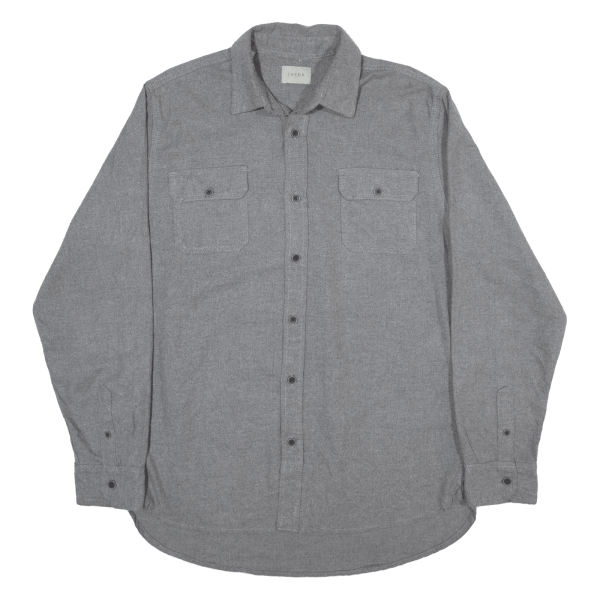 JACHS Plain Shirt Grey Long Sleeve Mens L Online Sale