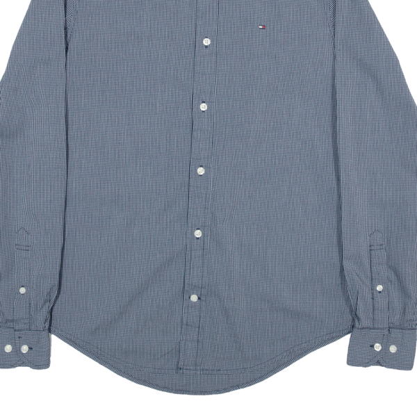 TOMMY HILFIGER Shirt Blue Gingham Long Sleeve Mens XS on Sale