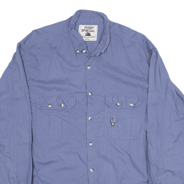 FUEL SPECIAL Plain Shirt Blue Long Sleeve Mens L Online now