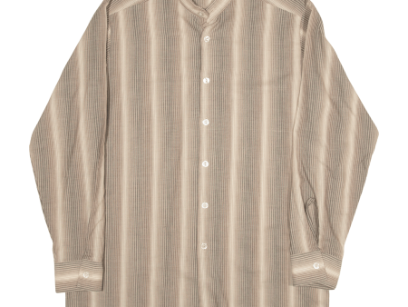 YOUNG STYLE 2000 Shirt Brown Striped Long Sleeve Mens L Fashion