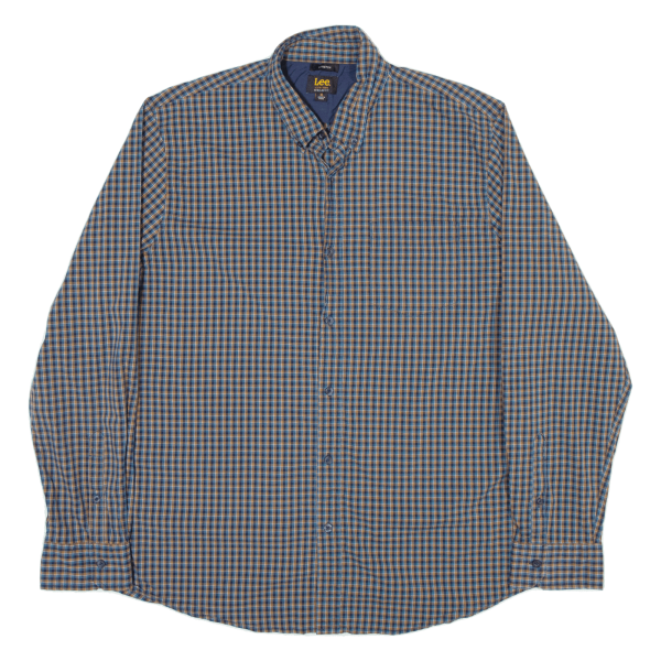 LEE Stretch Shirt Blue Check Long Sleeve Mens XL Online Sale