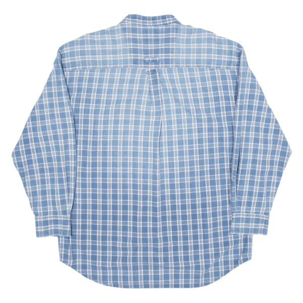 SILENZIO Shirt Blue Check Long Sleeve Mens M Online Hot Sale