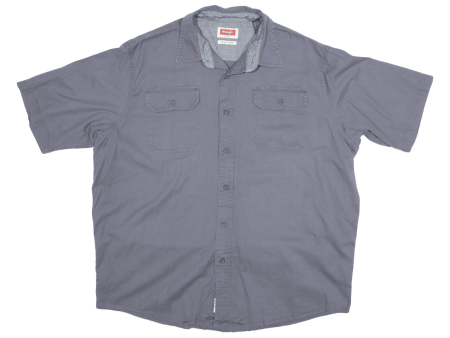 WRANGLER Stretch Flex Plain Shirt Grey Short Sleeve Mens L Online Sale