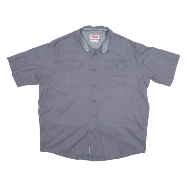 WRANGLER Stretch Flex Plain Shirt Grey Short Sleeve Mens L Online Sale