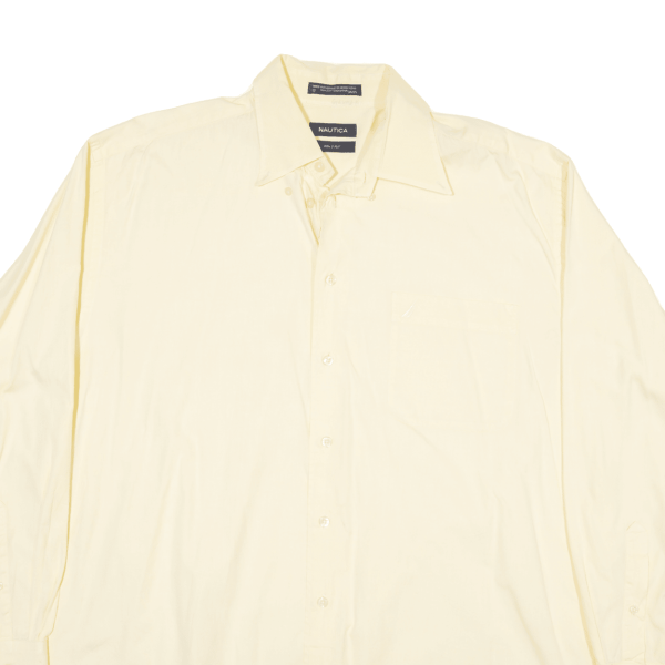 NAUTICA Plain Shirt Yellow Long Sleeve Mens 2XL For Discount