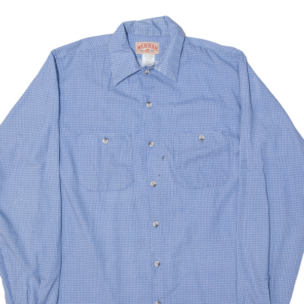 RED KAP Shirt Blue Check Long Sleeve Mens M For Discount