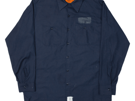 RED KAP Worker Shirt Blue Long Sleeve Mens L Online