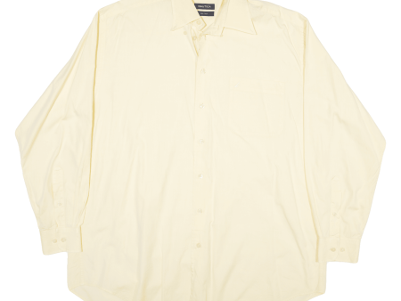 NAUTICA Plain Shirt Yellow Long Sleeve Mens 2XL For Discount