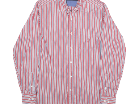 NAUTICA Shirt Red Striped Long Sleeve Mens S Sale