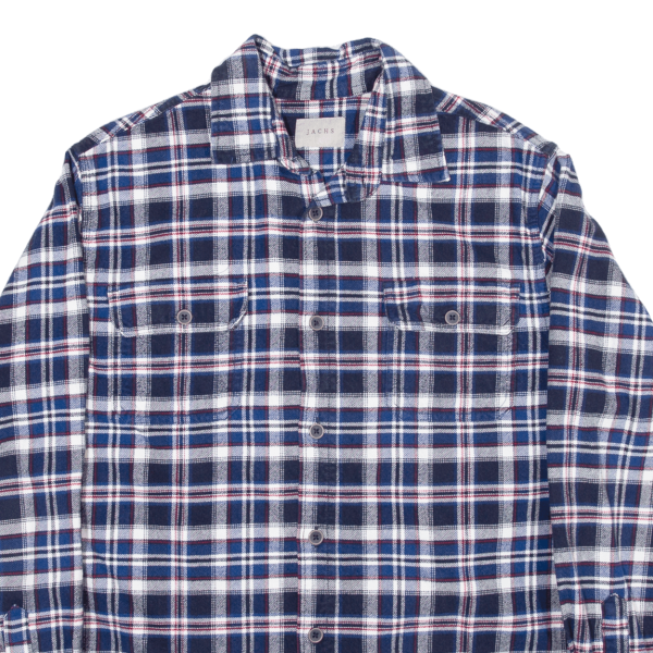 JACHS Flannel Shirt Blue Check Long Sleeve Mens M For Sale