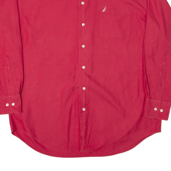 NAUTICA Oxford Plain Shirt Red Long Sleeve Mens XL Supply