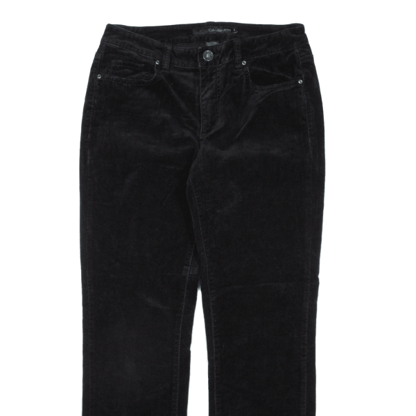 CALVIN KLEIN Corduroy Trousers Black Regular Straight Womens W28 L28 Discount