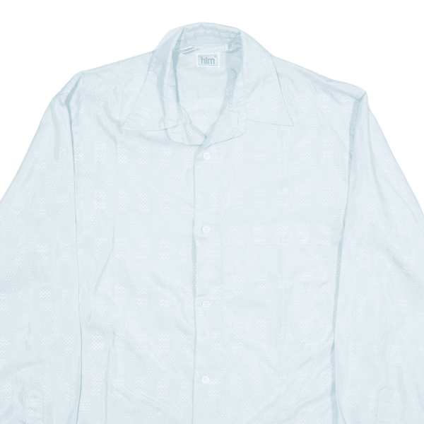 HIM Plain Shirt Blue 90s Long Sleeve Mens S Sale