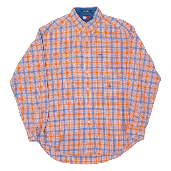 TOMMY HILFIGER Shirt Orange Check Long Sleeve Mens M Online now