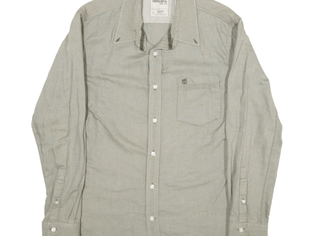 TIMBERLAND Slim Fit Plain Shirt Grey Long Sleeve Mens L For Cheap