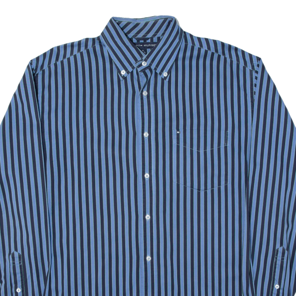 TOMMY HILFIGER Shirt Blue Striped Long Sleeve Mens M Supply