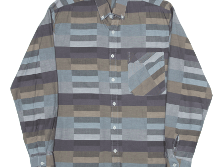 LET S GO Shirt Blue Check Long Sleeve Mens M Online Hot Sale