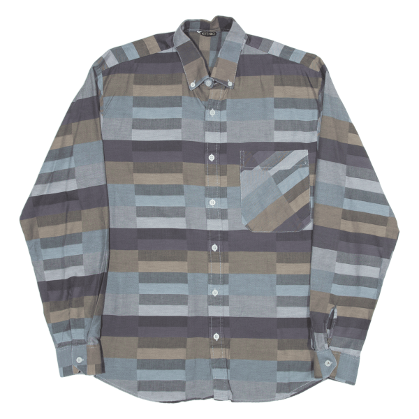 LET S GO Shirt Blue Check Long Sleeve Mens M Online Hot Sale