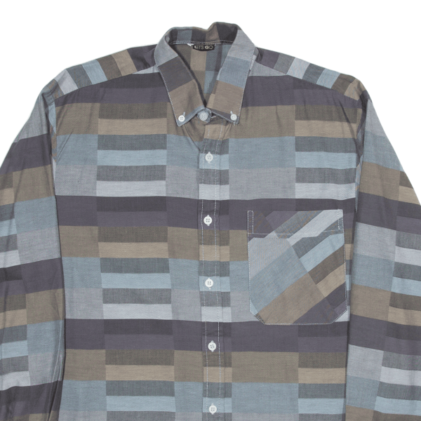 LET S GO Shirt Blue Check Long Sleeve Mens M Online Hot Sale