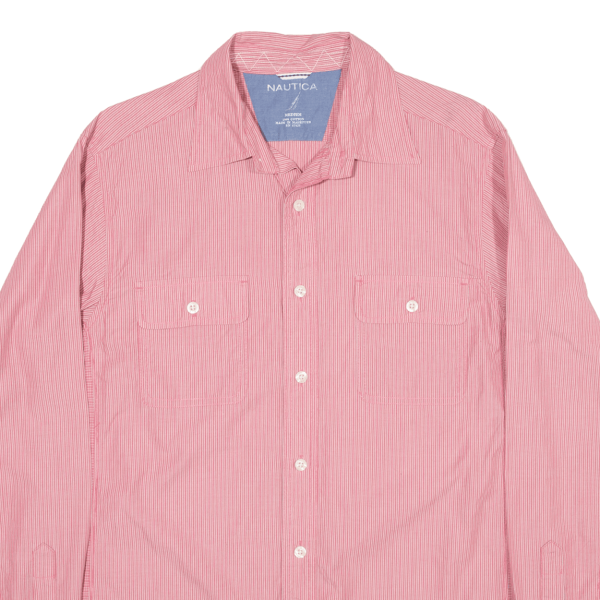 CHAPS Shirt Pink Pinstripe Long Sleeve Mens M For Sale