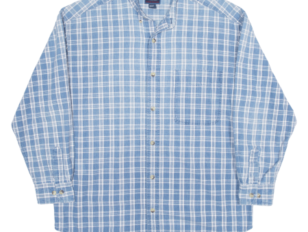 SILENZIO Shirt Blue Check Long Sleeve Mens M Online Hot Sale