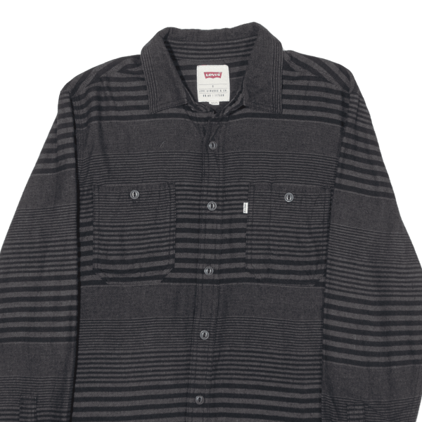 LEVI S Shirt Grey Striped Long Sleeve Mens S Online Sale