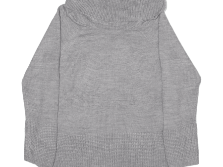 CALVIN KLEIN Jumper Grey Chunky Knit Roll Neck Womens L Supply