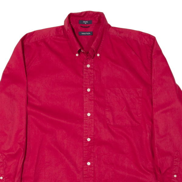 NAUTICA Plain Shirt Red Long Sleeve Mens XL Sale