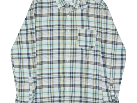 J CREW Slim Fit Shirt Blue Check Long Sleeve Mens L Hot on Sale