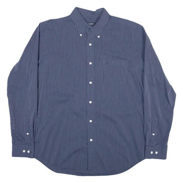 NAUTICA Slim Fit Shirt Blue Pinstripe Long Sleeve Mens L Online Sale